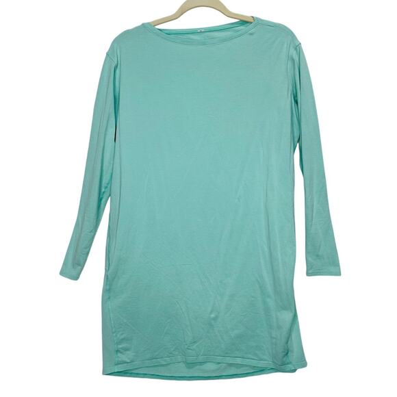 Lululemon Back in Action Long Sleeve Pima Cotton Dress in Blue Wild Mint size 4 - Picture 2 of 8
